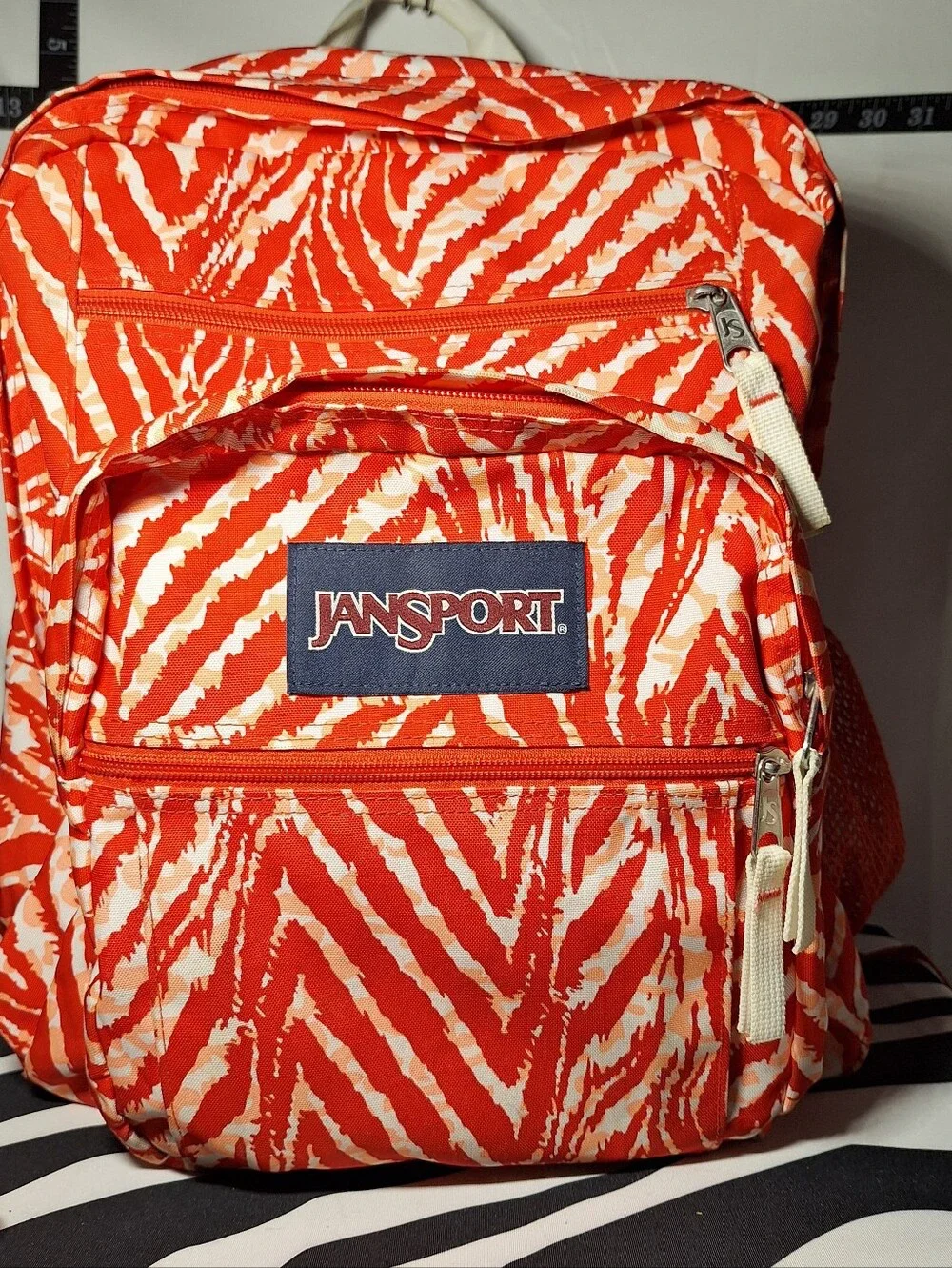Jansport Backpack, Zebra Stripes, Red & White